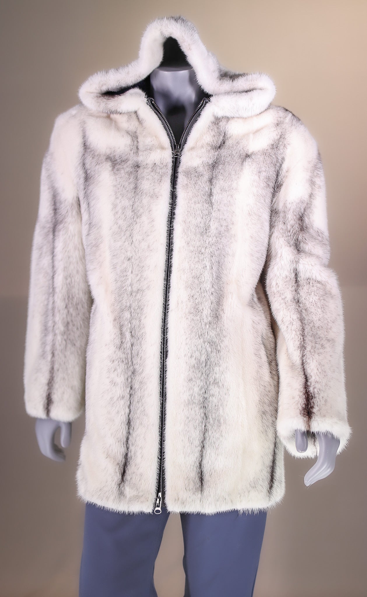 Full-Skin Black Cross Mink Hooded Jacket