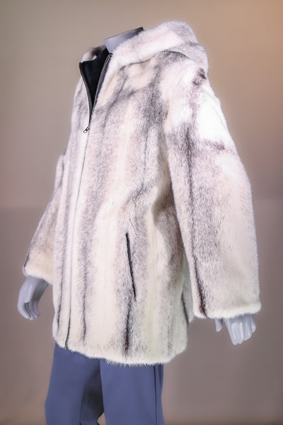 Full-Skin Black Cross Mink Hooded Jacket