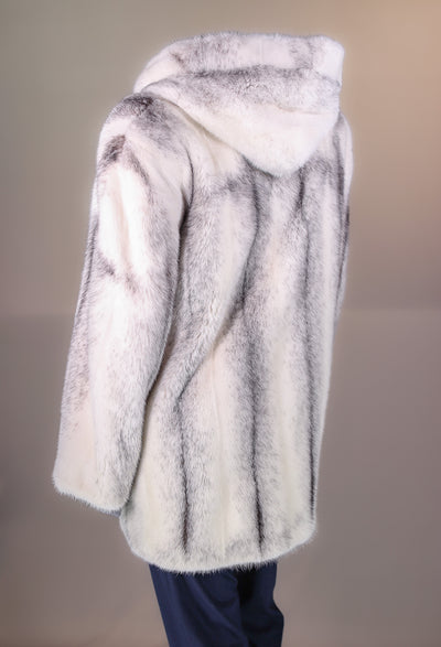 Full-Skin Black Cross Mink Hooded Jacket