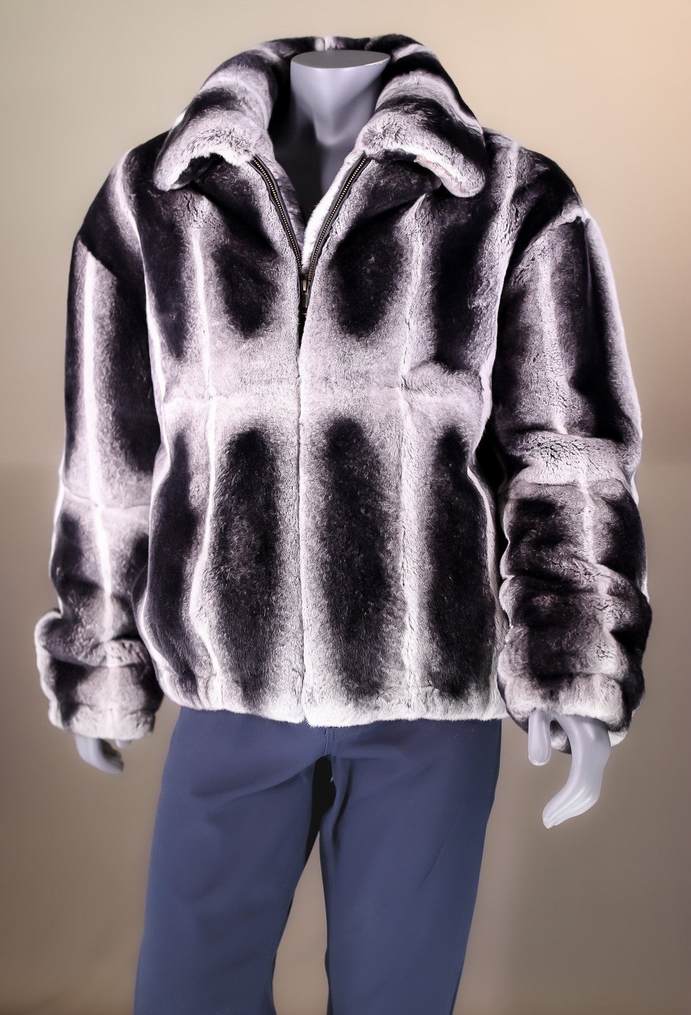 Dyed Chinchilla Rex Rabbit Jacket