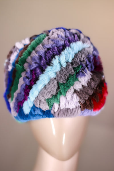 Knitted Chinchilla Rex Rabbit Headband with Elastic