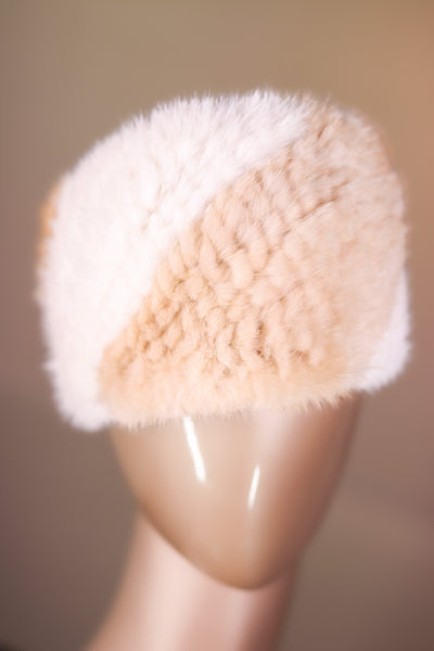 Knitted Mink Headband with Elastic