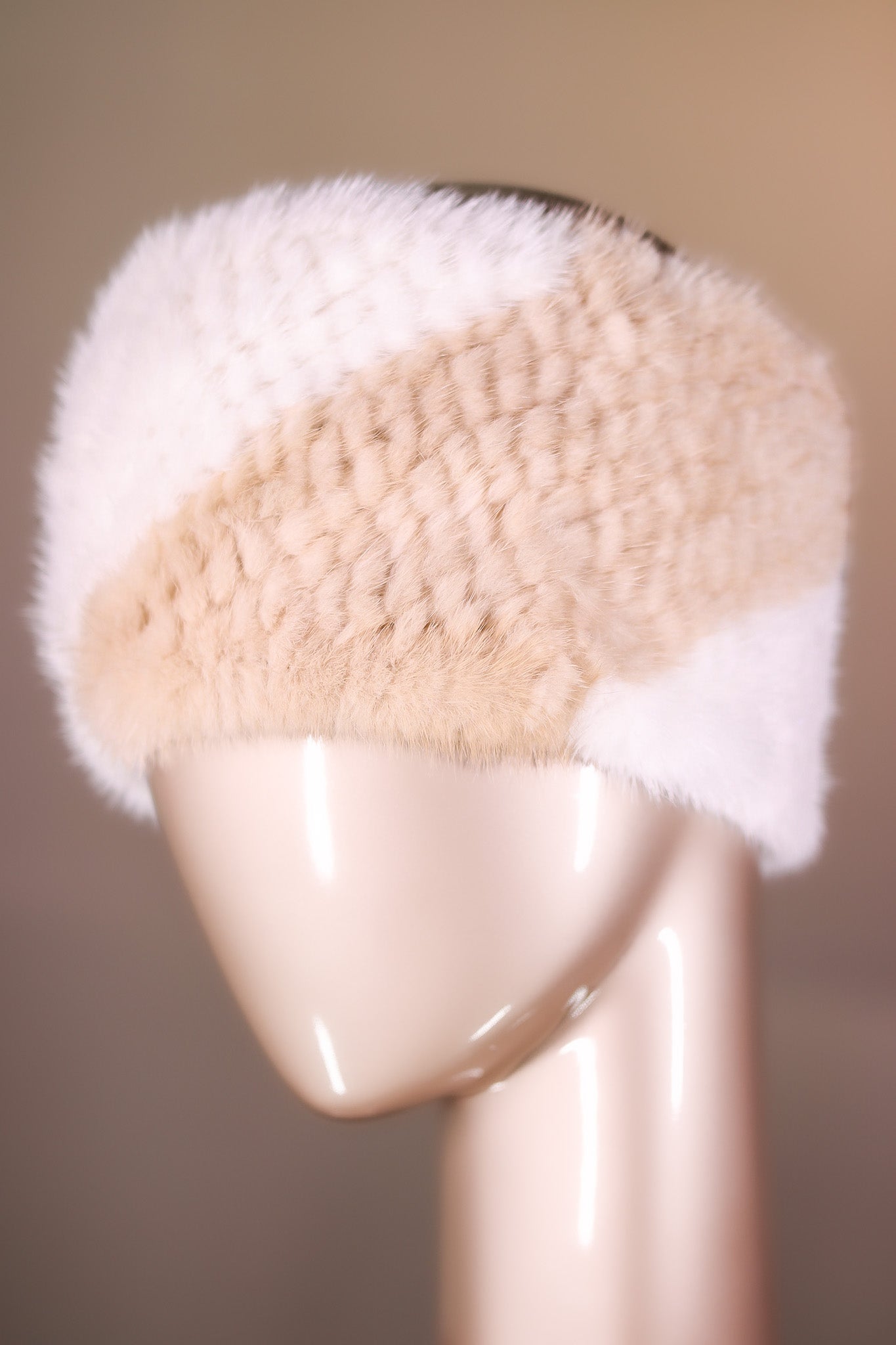 Knitted Mink Headband with Elastic