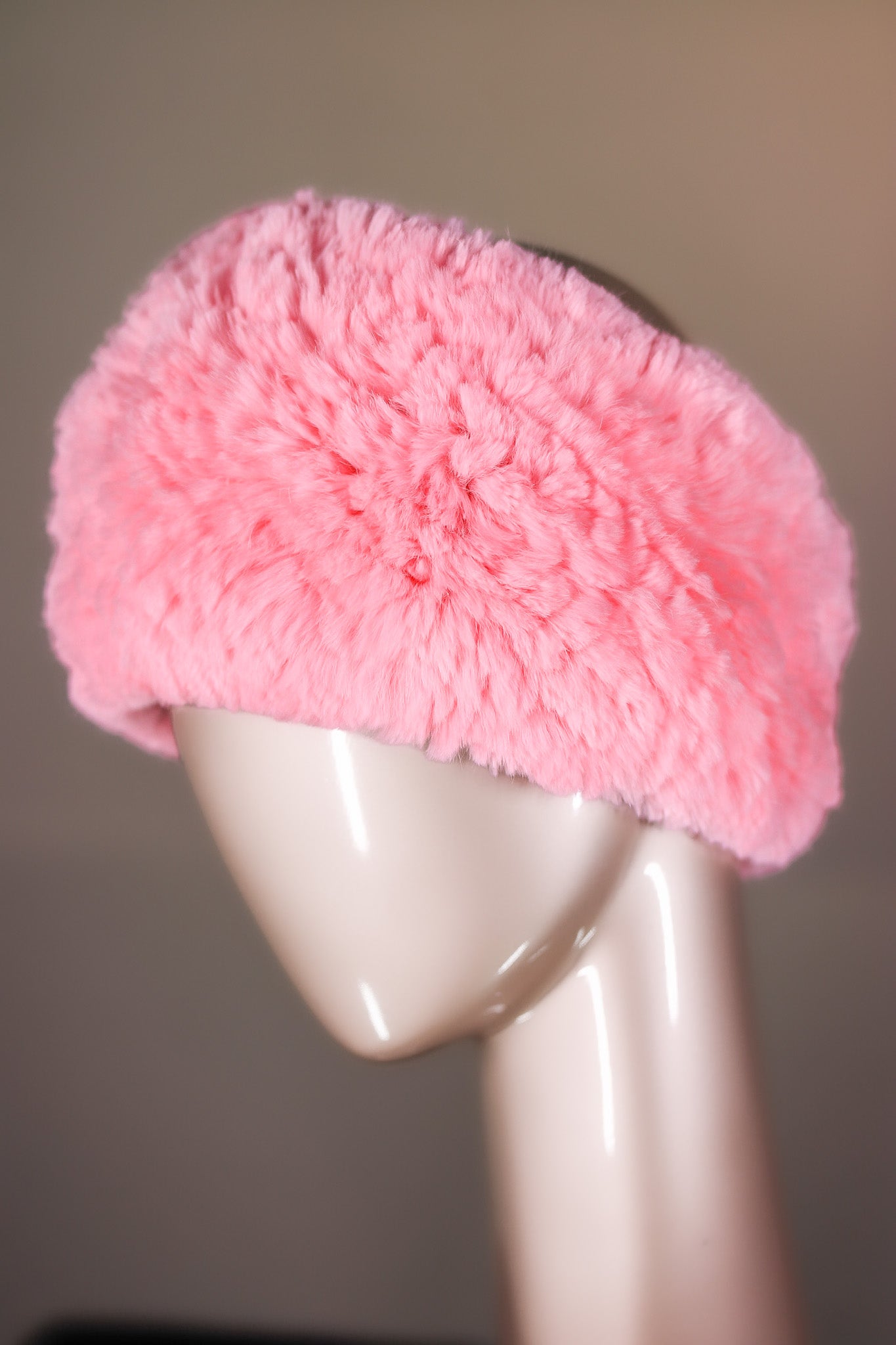 Knitted Chinchilla Rex Rabbit Headband with Elastic