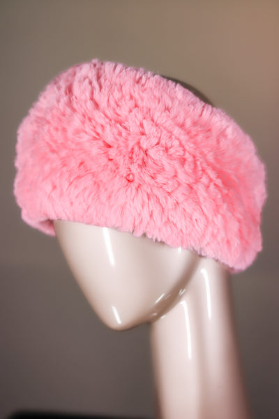 Knitted Chinchilla Rex Rabbit Headband with Elastic