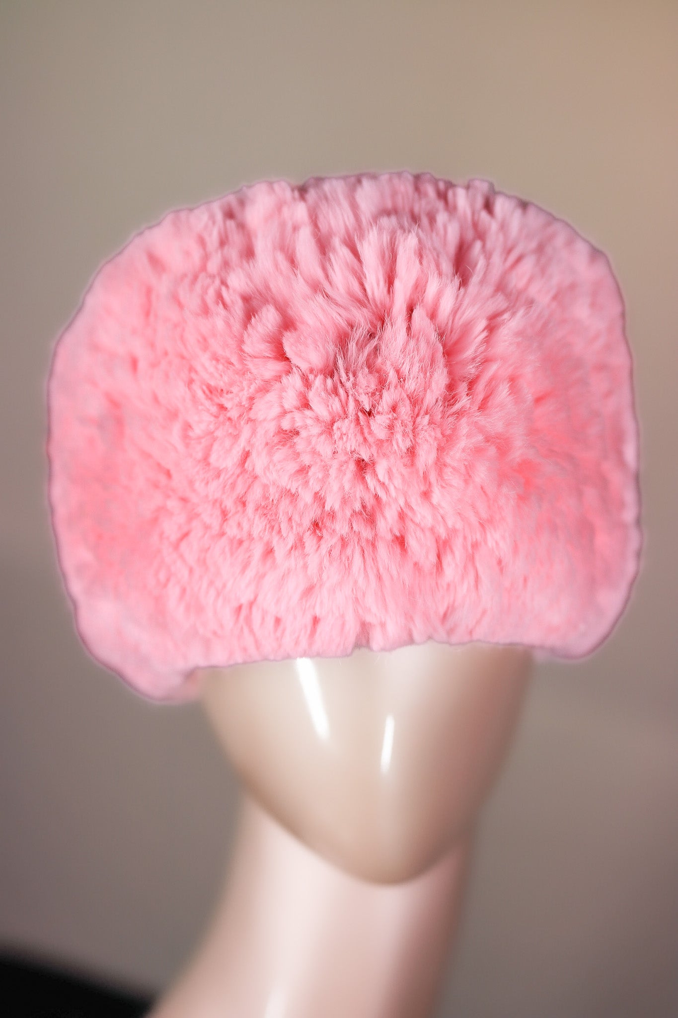 Knitted Chinchilla Rex Rabbit Headband with Elastic