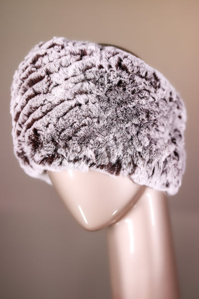 Knitted Chinchilla Rex Rabbit Headband with Elastic