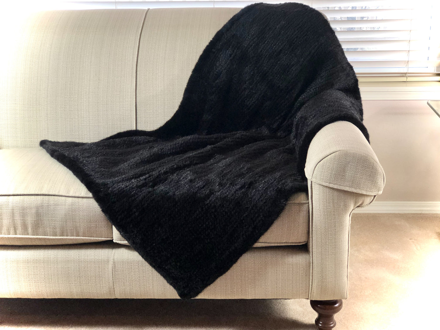 Knitted Black Mink Throw