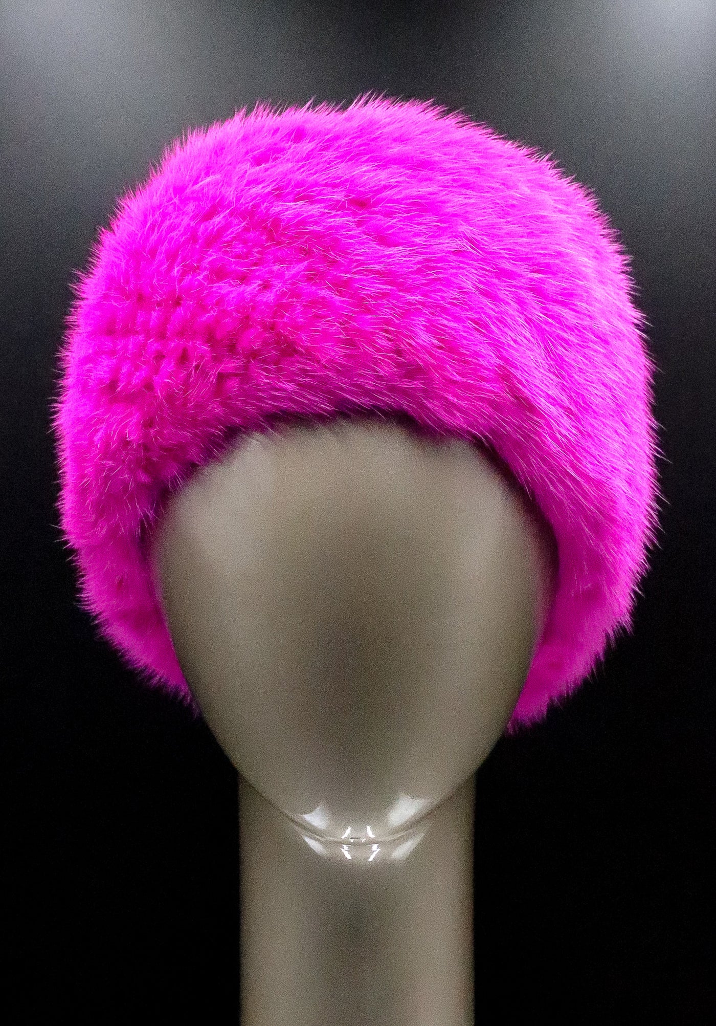 Knitted Magenta Mink Headband with Elastic