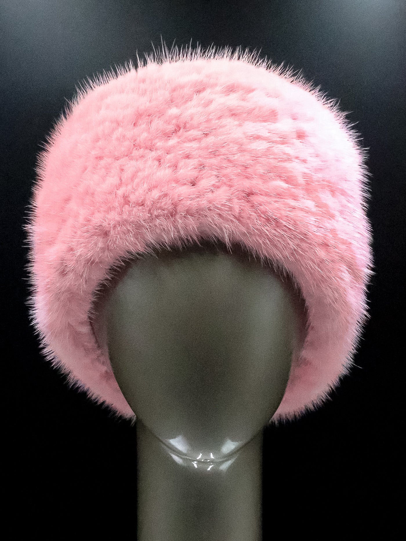 Knitted Pink Mink Headband with Elastic
