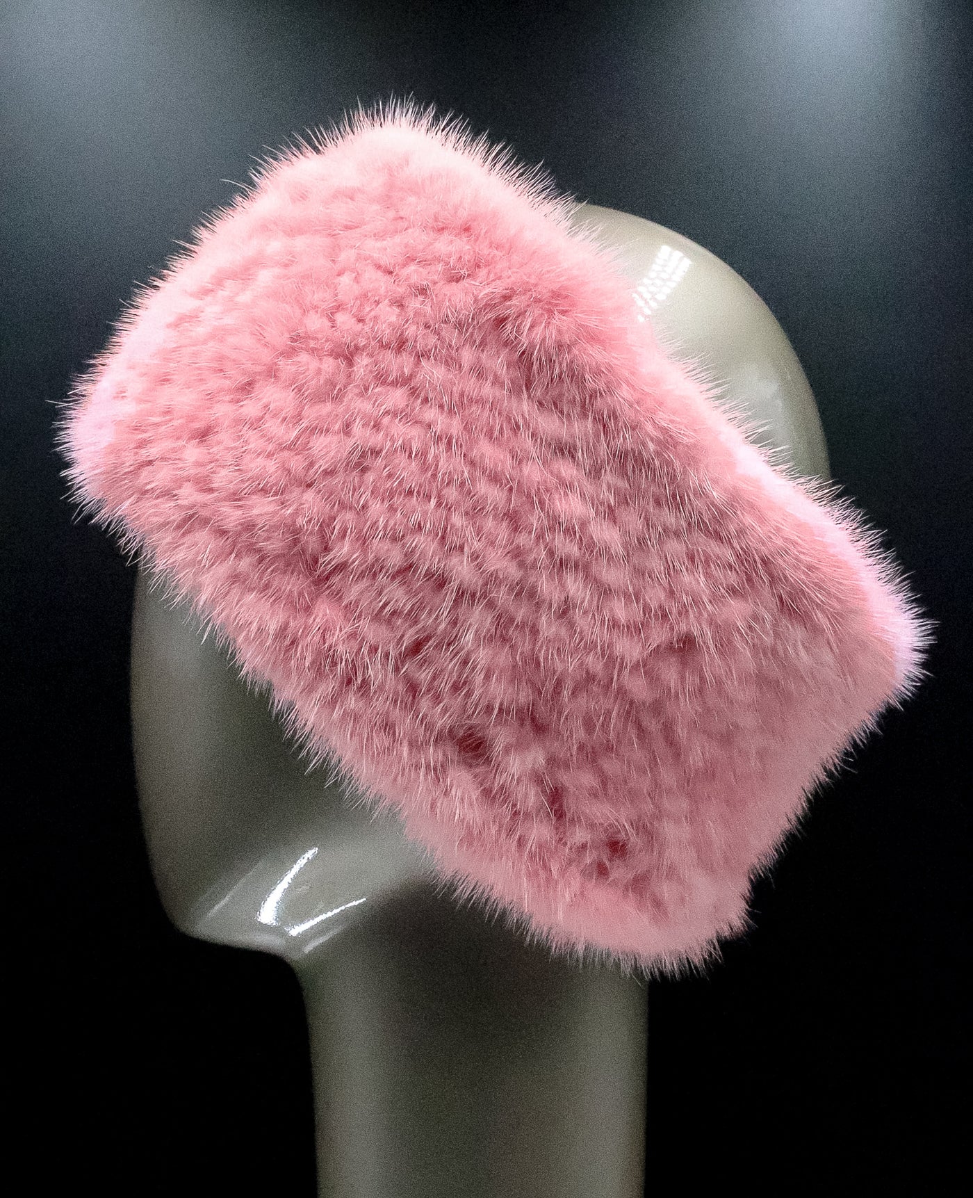 Knitted Pink Mink Headband with Elastic