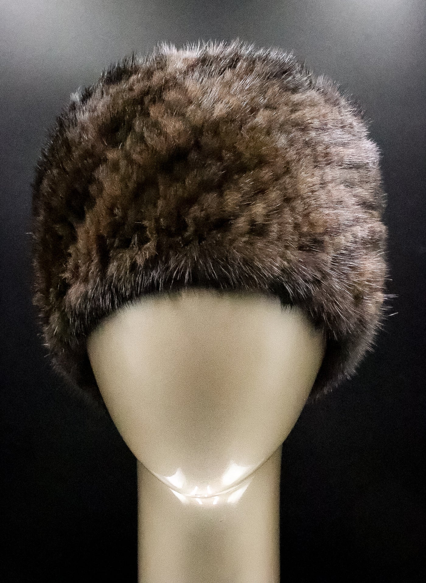 Knitted Natural Brown Mink Headband with Elastic
