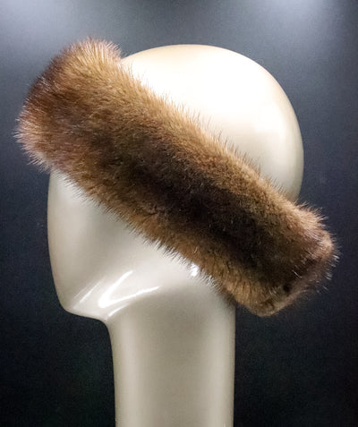 Natural Mahogany Mink Headband with Velcro