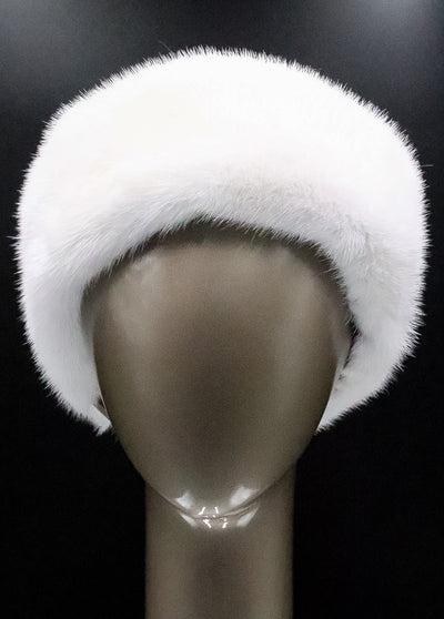 White Mink Headband with Velcro