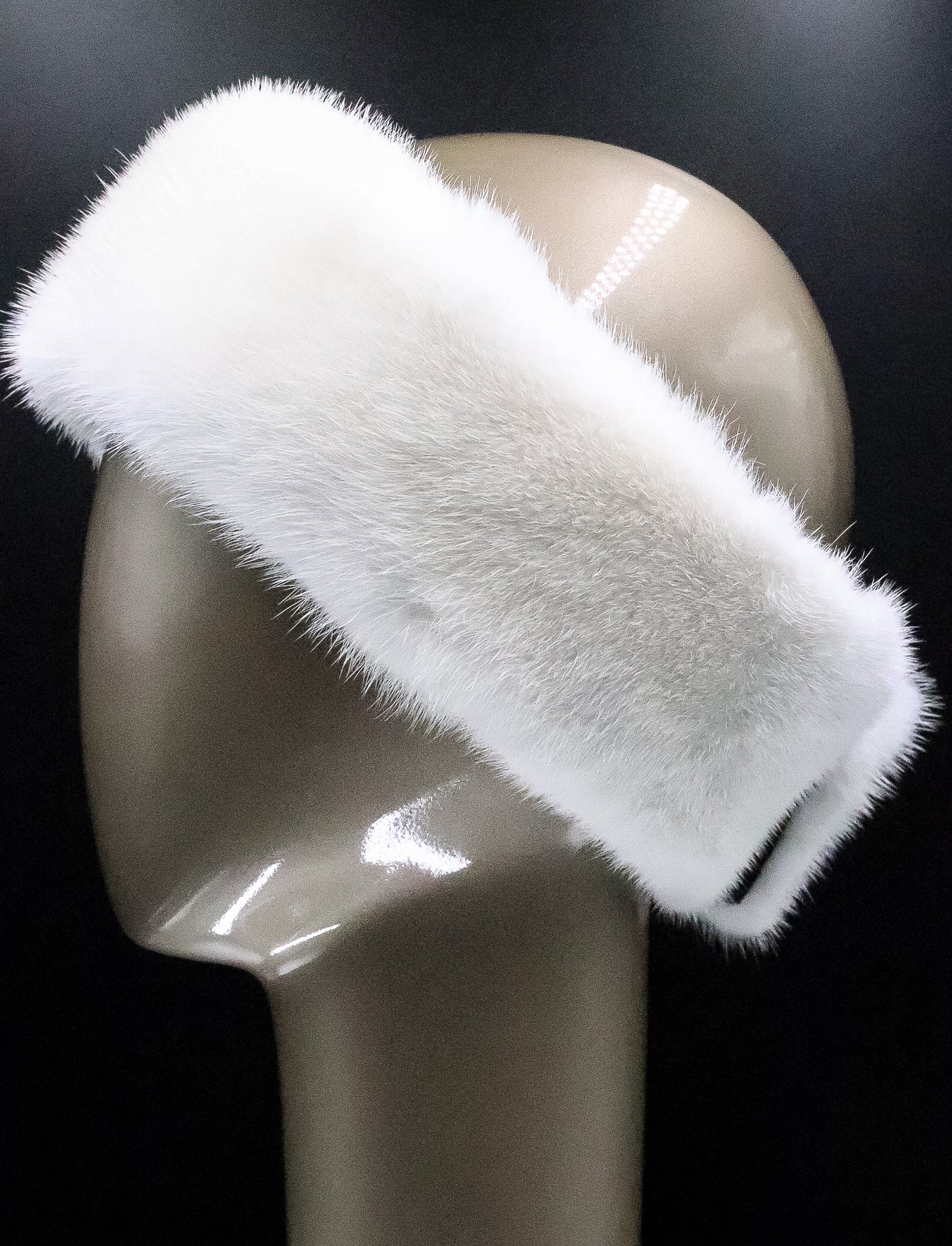 White Mink Headband with Velcro