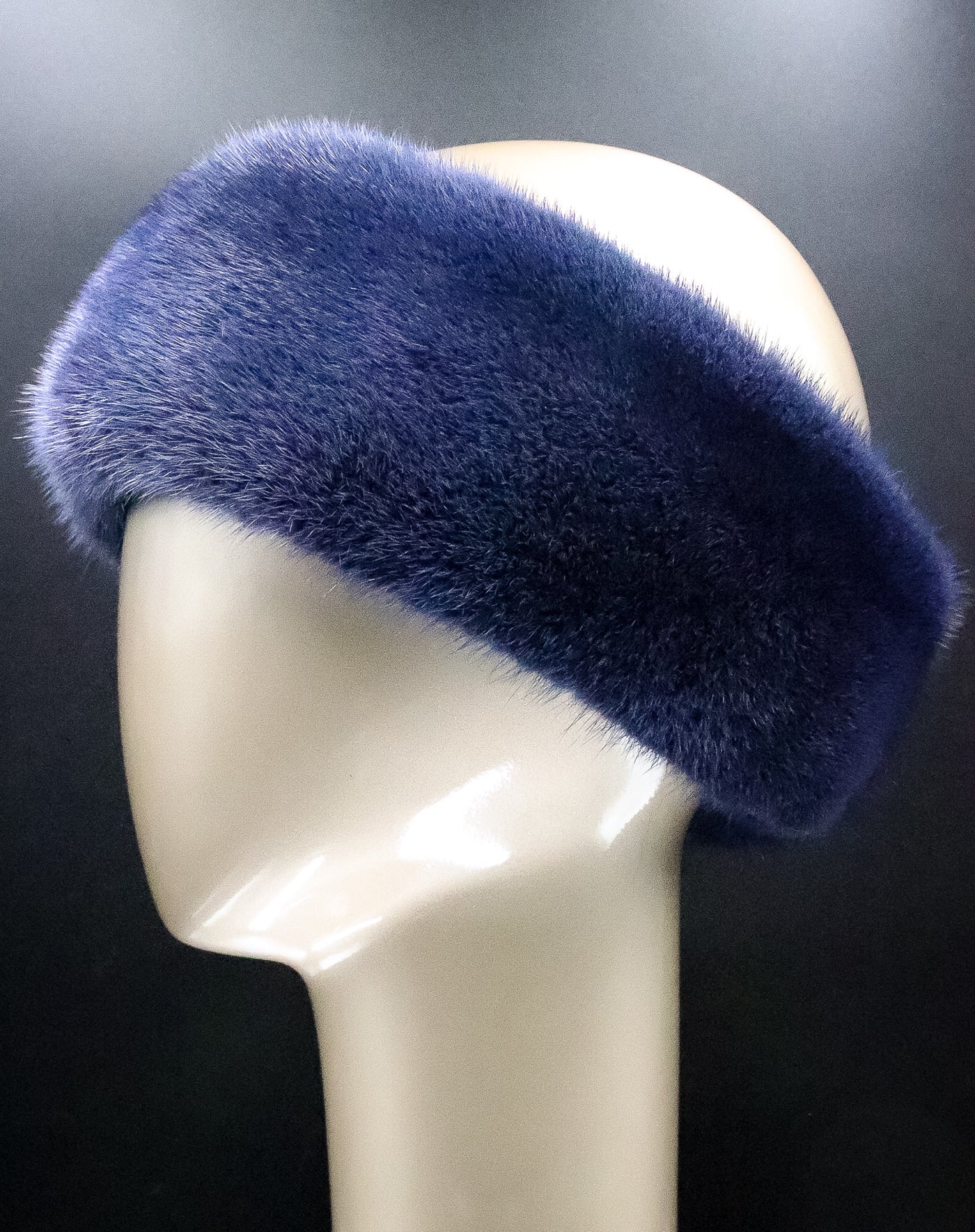 Navy Mink Headband with Velcro