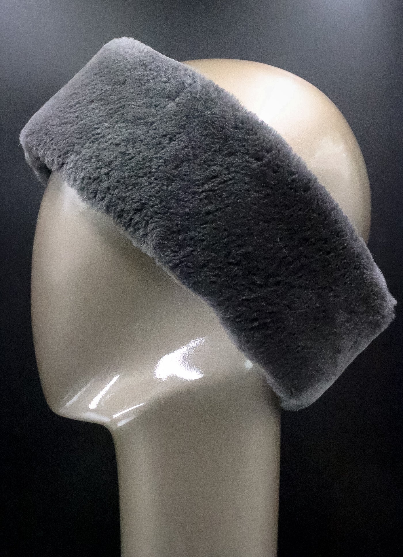 Charcoal Sheared Beaver Headband with Velcro