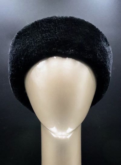 Black Sheared Beaver Headband with Velcro