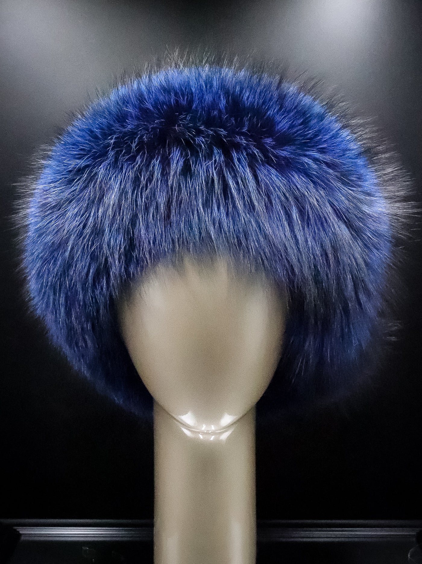 Electric Blue Fox Headband with Velcro