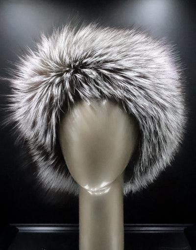Natural Silver Fox Headband with Velcro