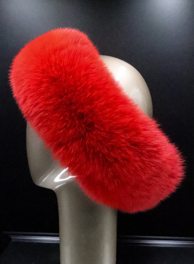 Neon Red Fox Headband with Velcro