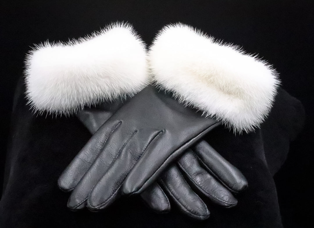 Italian Lamb Leather Gloves with White Mink Trim – Alaska Fur