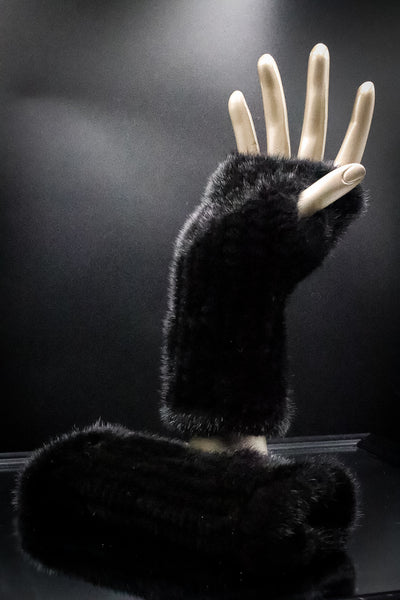 Knitted Mink Fingerless Gloves