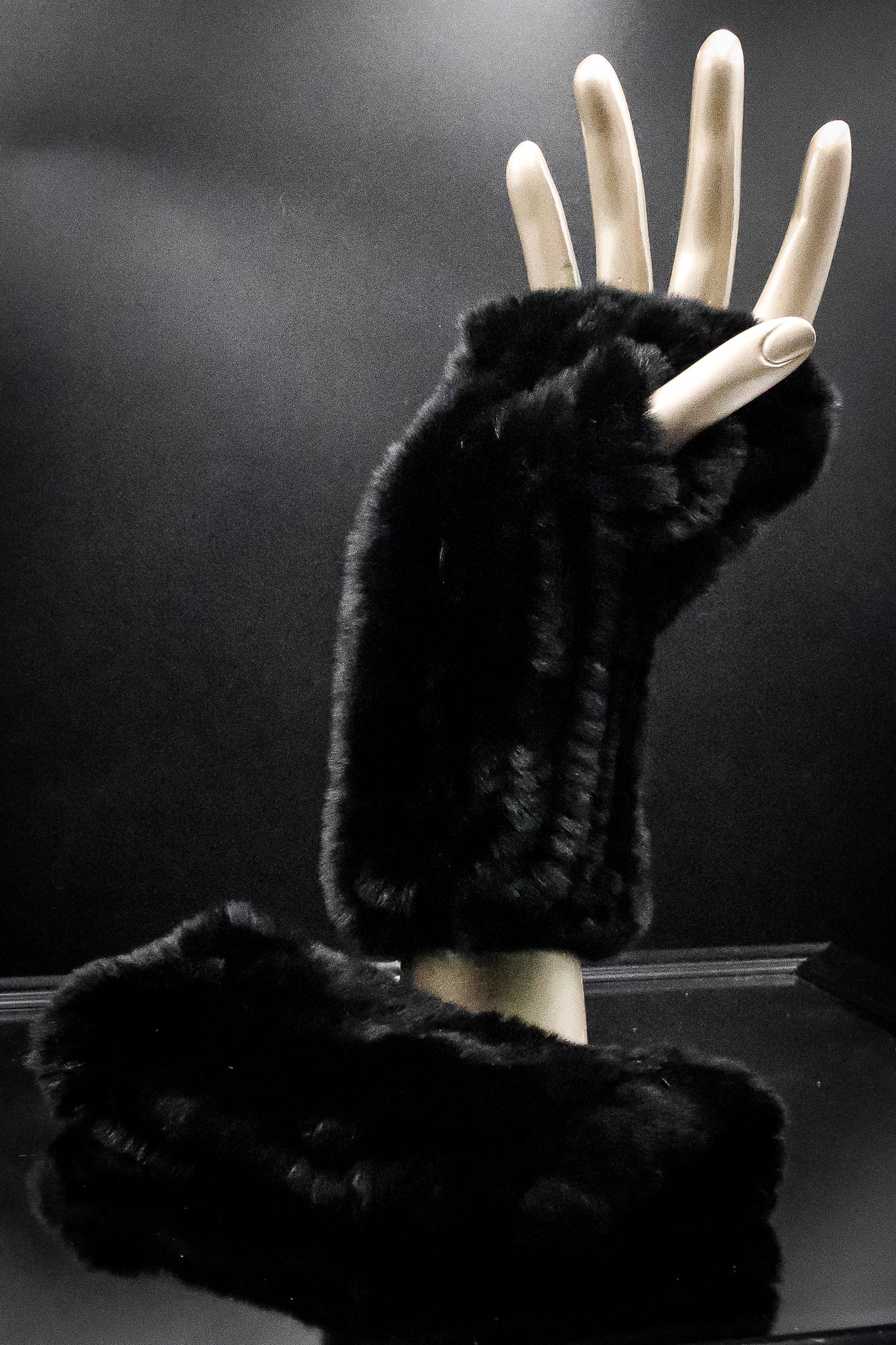 Knitted Chinchilla Rex Rabbit Fingerless Gloves