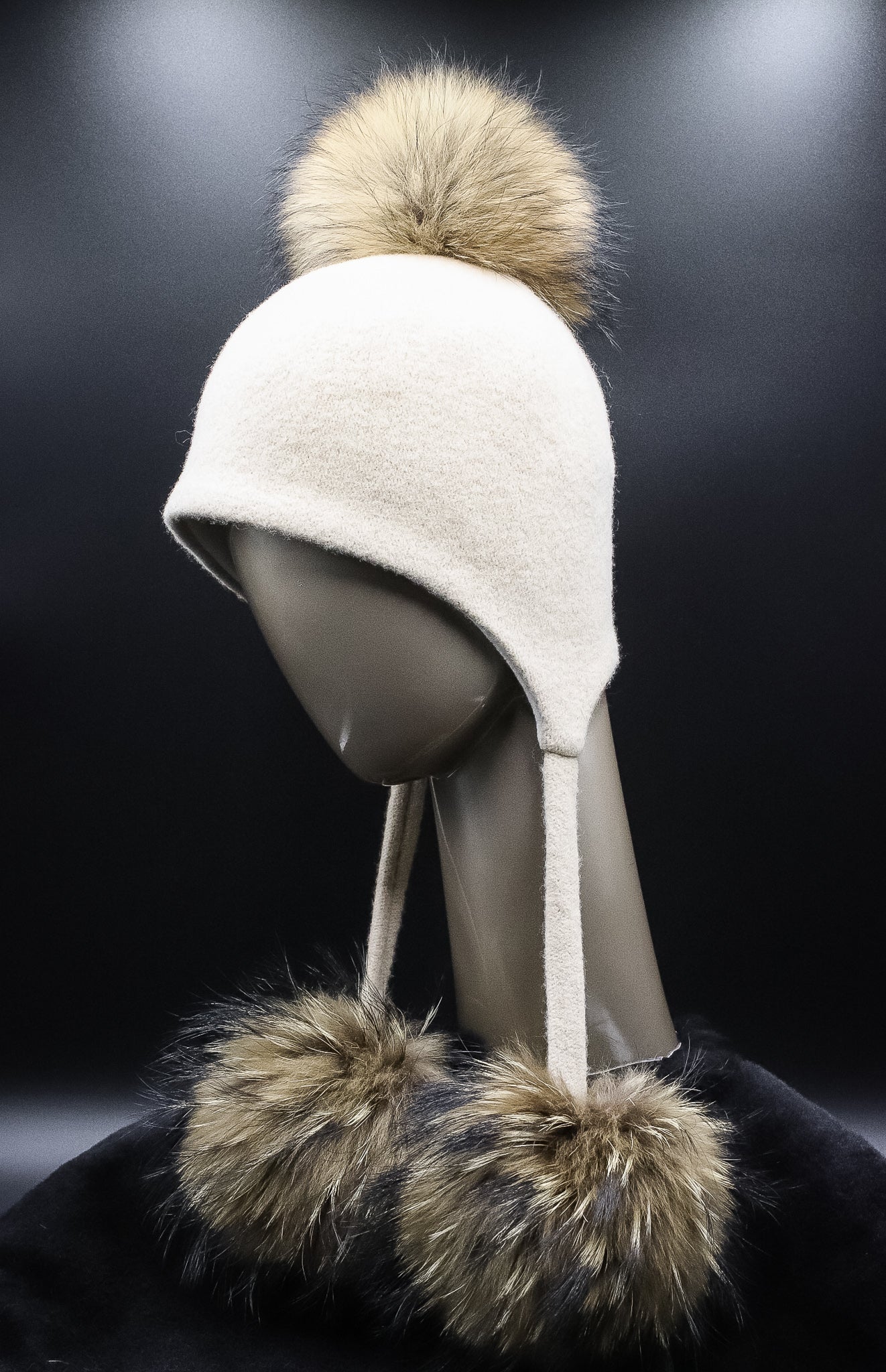 Icelandic Wool Hat with Finn Raccoon Pom Pom