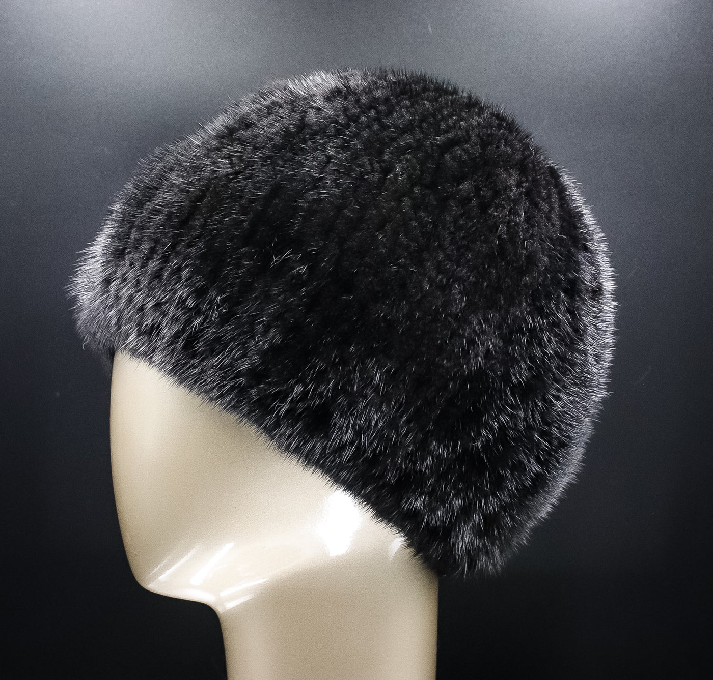 Knitted Mink with Elastic Hat