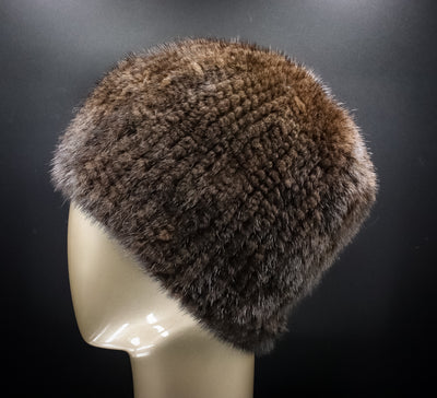 Knitted Mink with Elastic Hat
