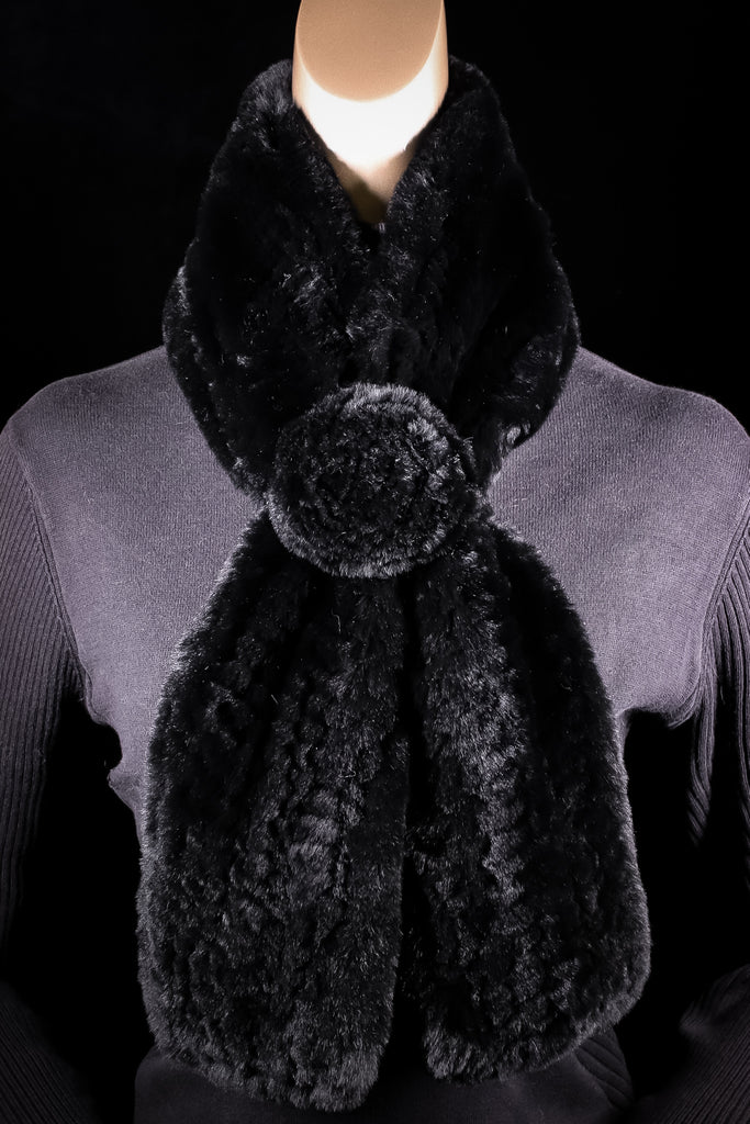 LVCOMEFF Women Real Rabbit Fur Scarf Natural Brown Color at