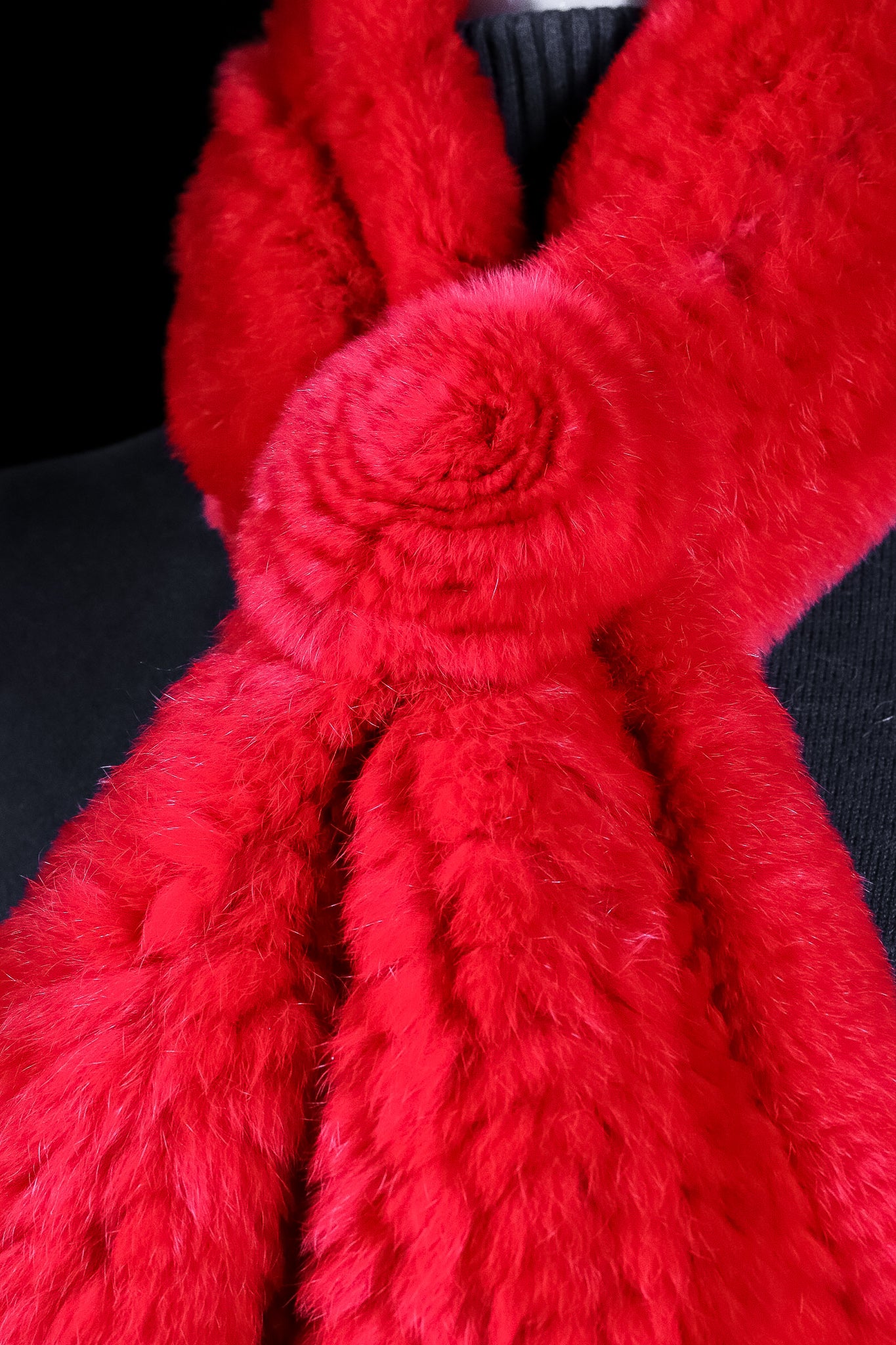 Red Chinchilla Rex Rabbit Pull-Through Rosette Scarf