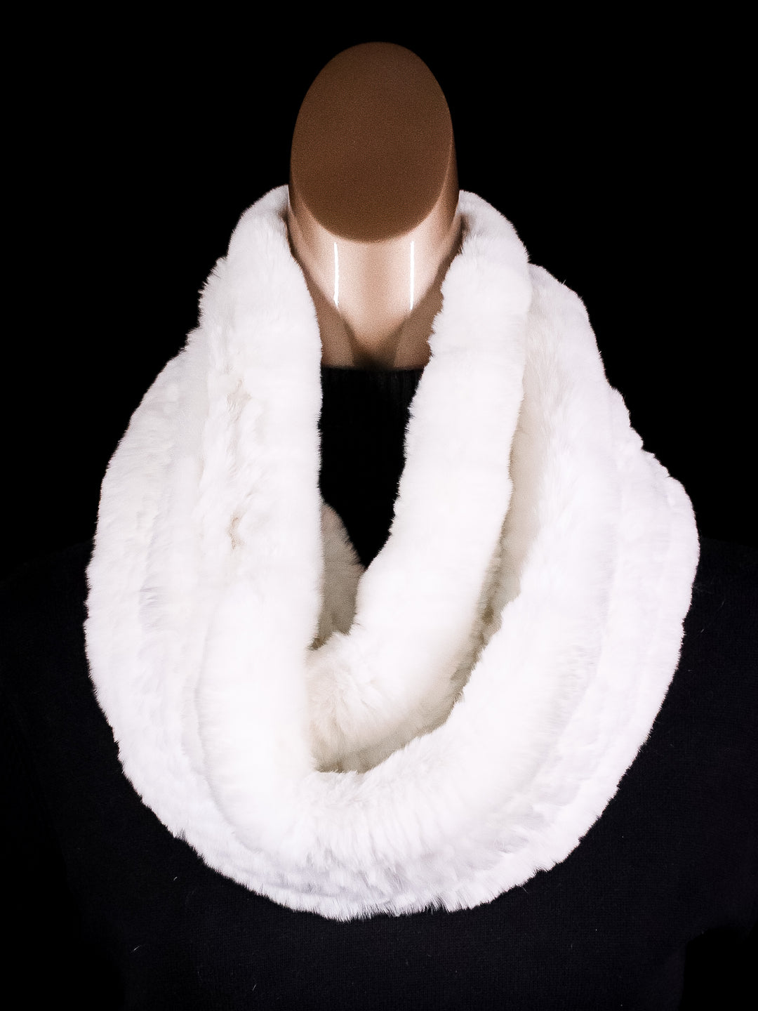 Assorted Knitted Chinchilla Rex Rabbit Infinity Scarf