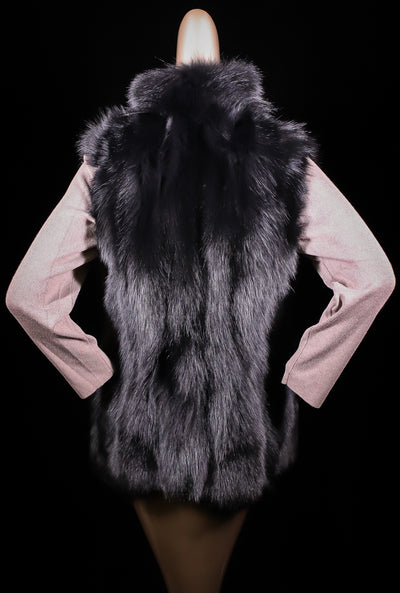 Black Fox Vest with Stand-Up Collar