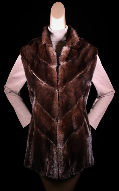 Demi Buff Mink Vest with Chevron Paneling