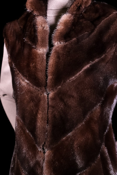 Demi Buff Mink Vest with Chevron Paneling