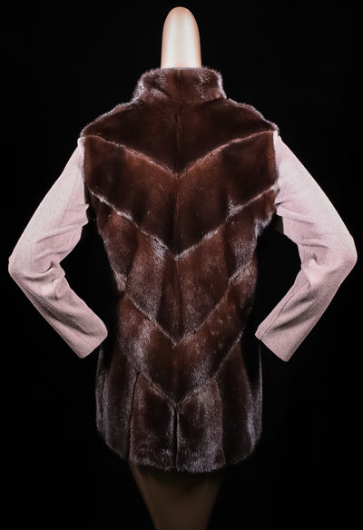 Demi Buff Mink Vest with Chevron Paneling