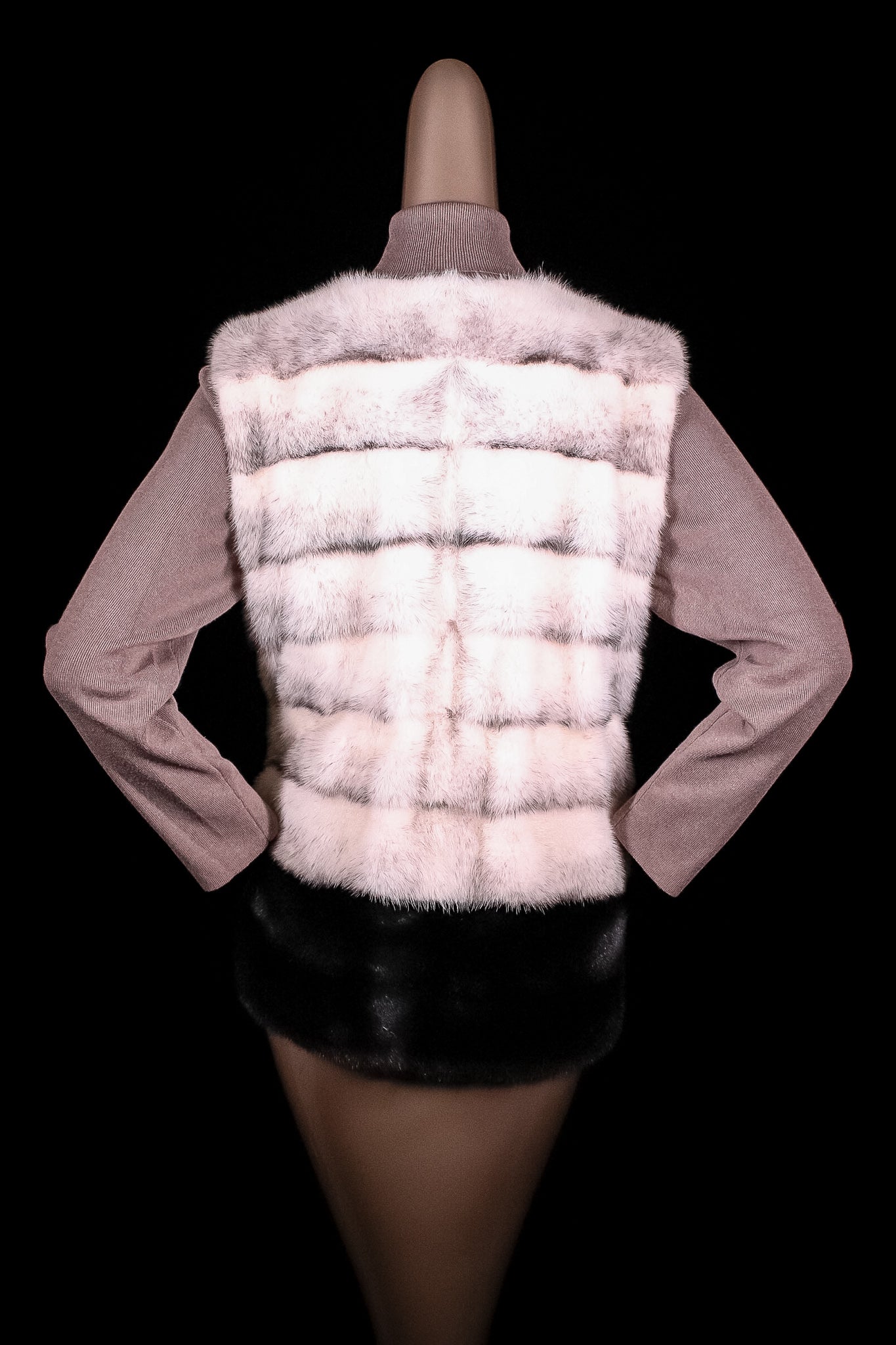 Full-Skin Black Cross Mink Color-Blocked Vest