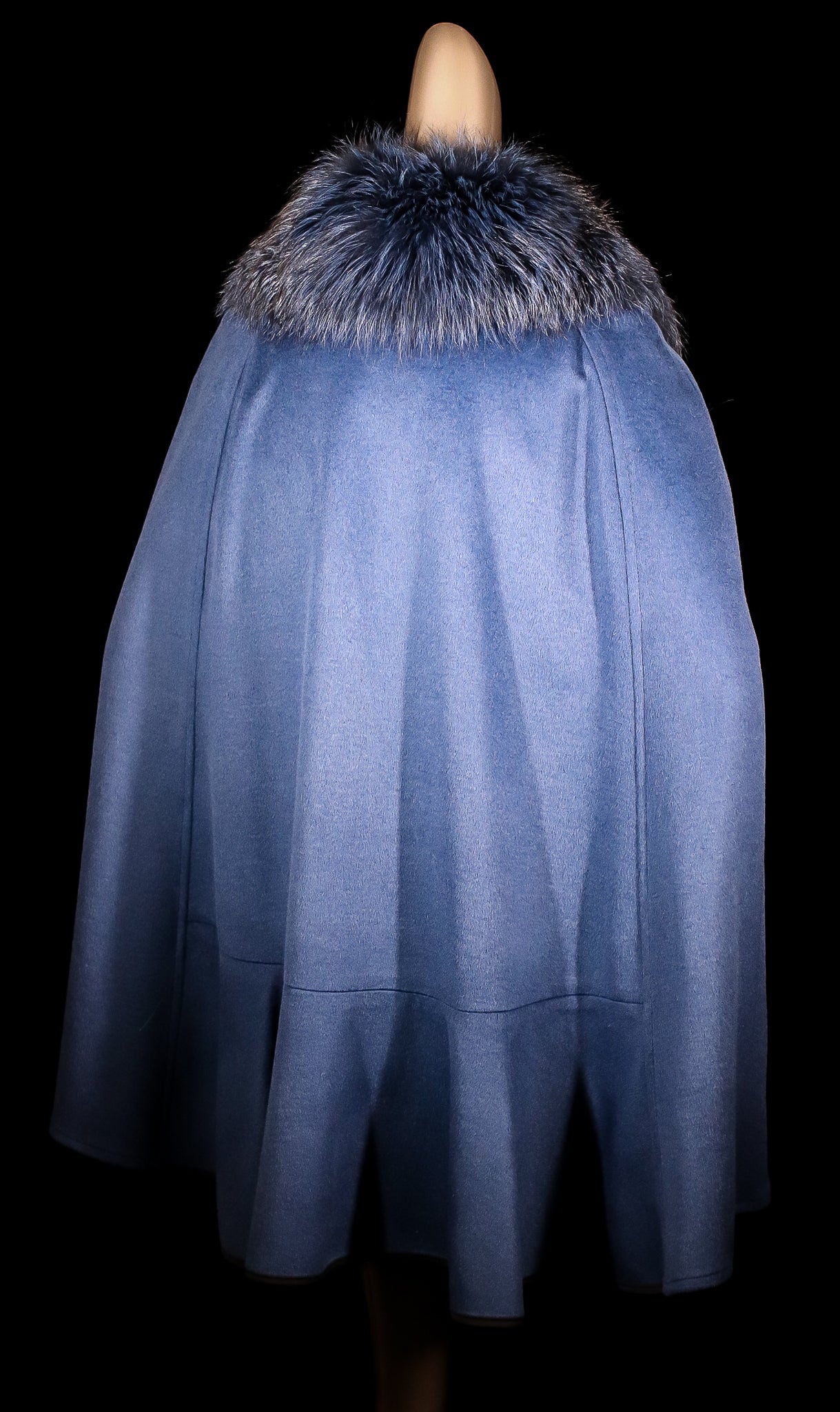 Wool Cape with Detachable Fox Collar