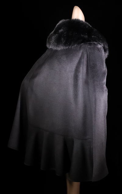 Wool Cape with Detachable Fox Collar