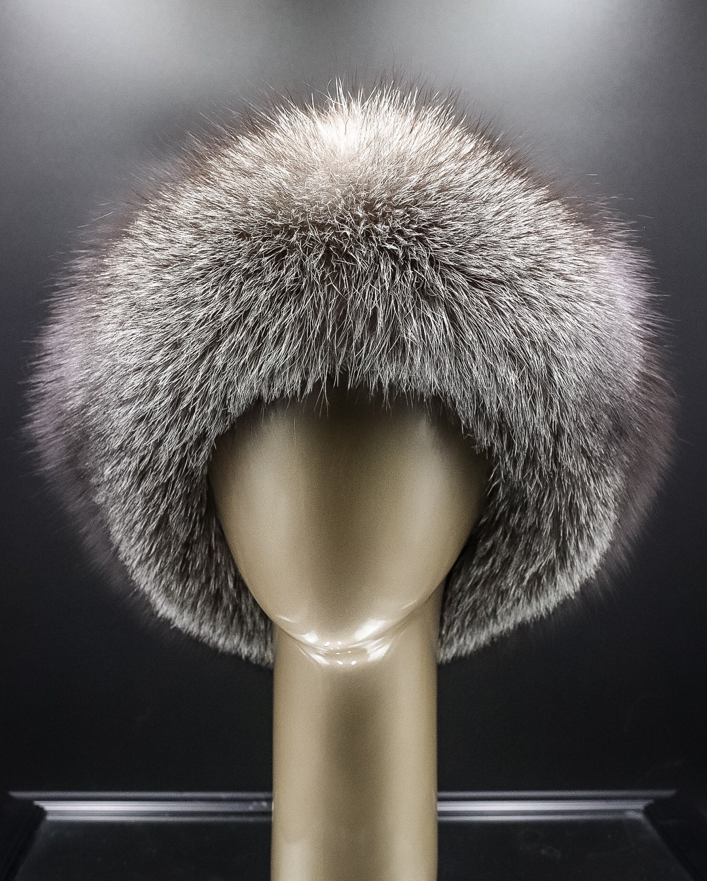 Italian Lamb Leather Hat with Natural Indigo Fox Trim