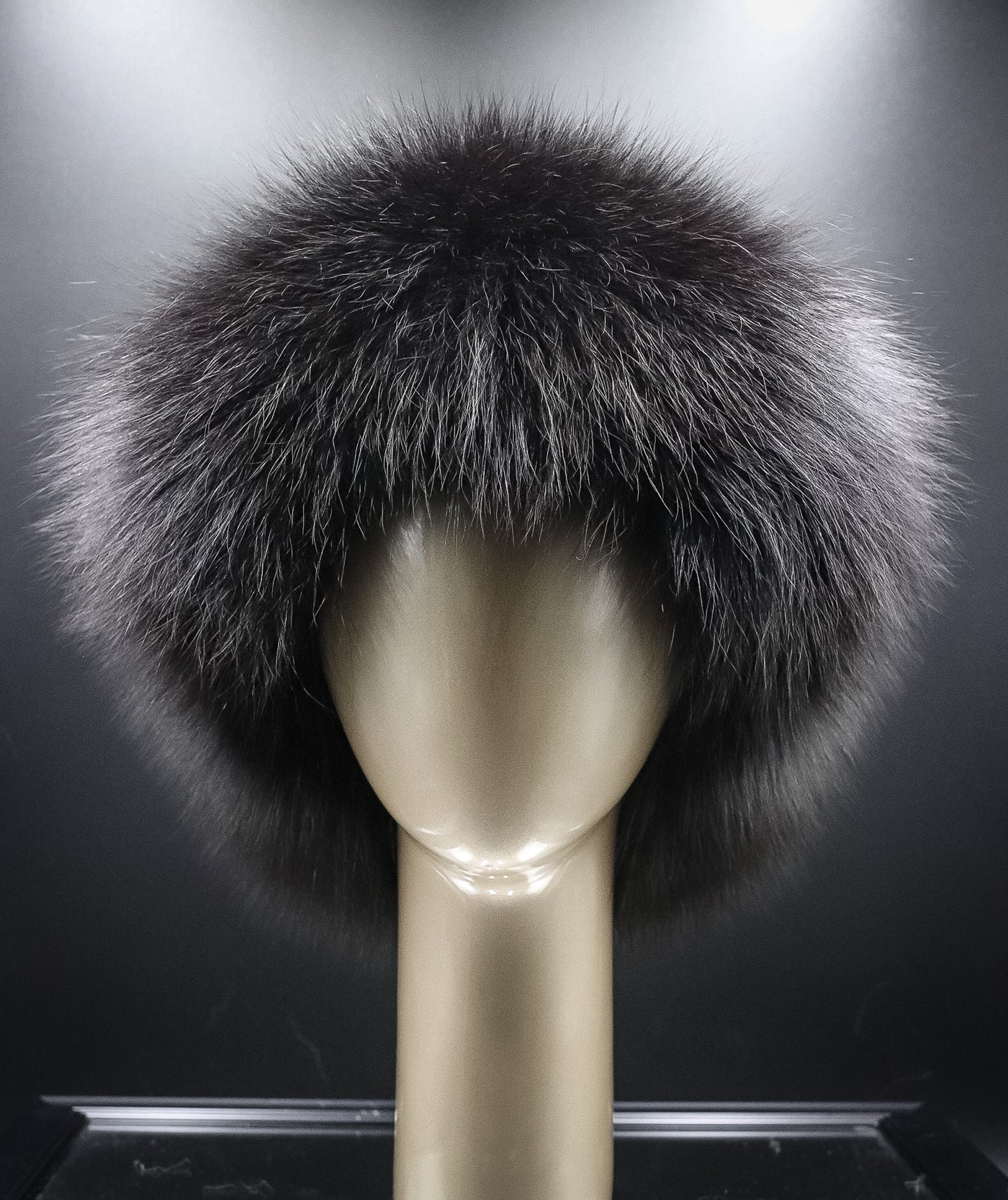 Italian Lamb Leather Hat with Black Fox Trim