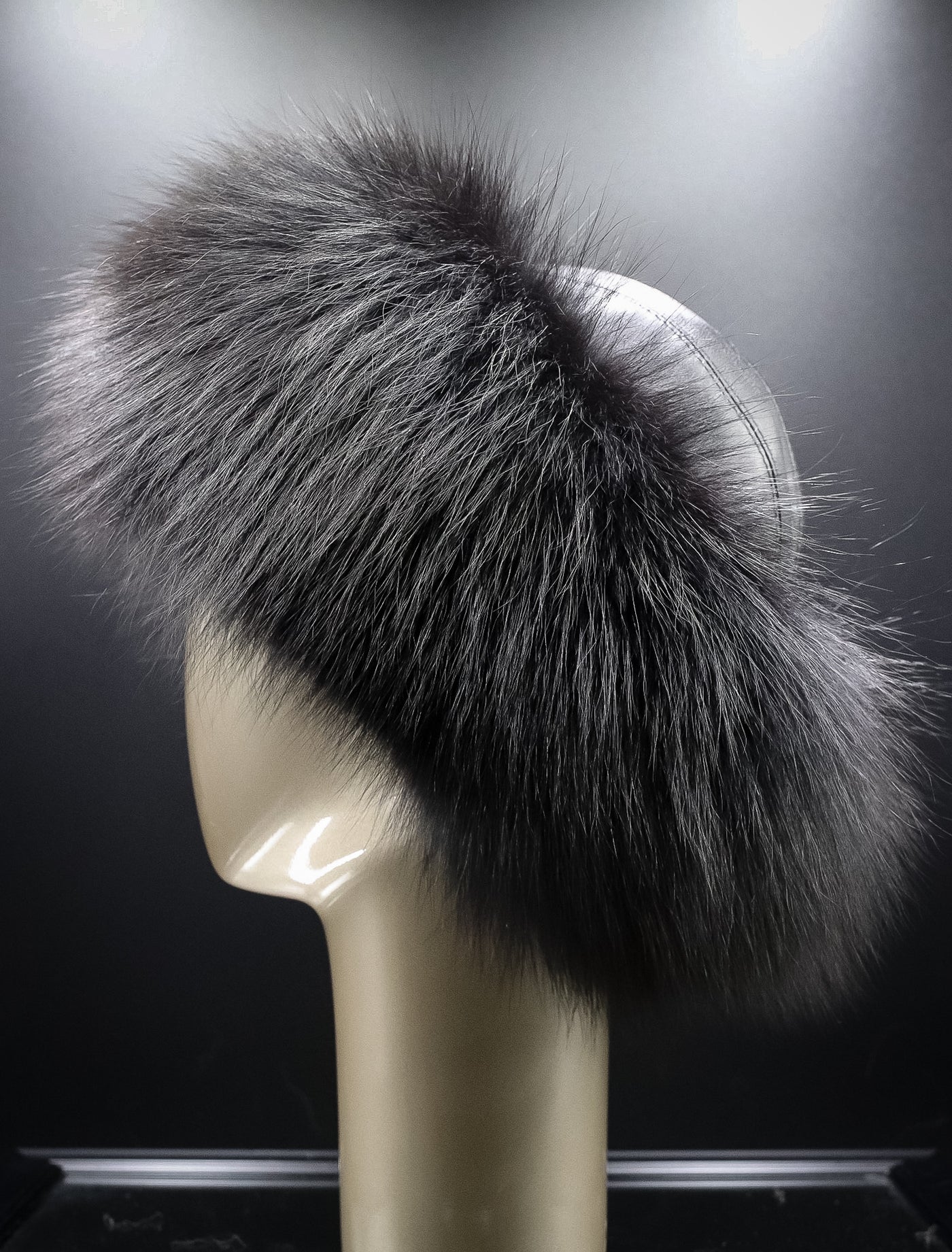 Italian Lamb Leather Hat with Black Fox Trim