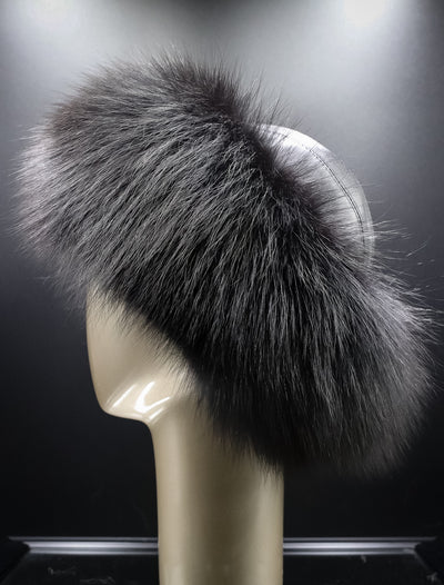 Italian Lamb Leather Hat with Black Fox Trim