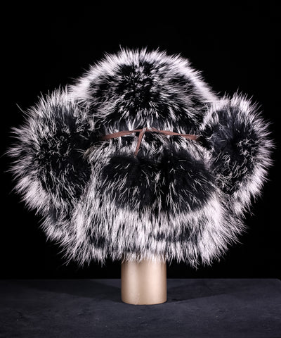 Black with Silver-Tipped Finn Raccoon Musher Hat
