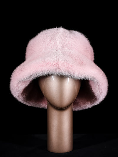 Pink Full-Skin Mink Bucket Hat