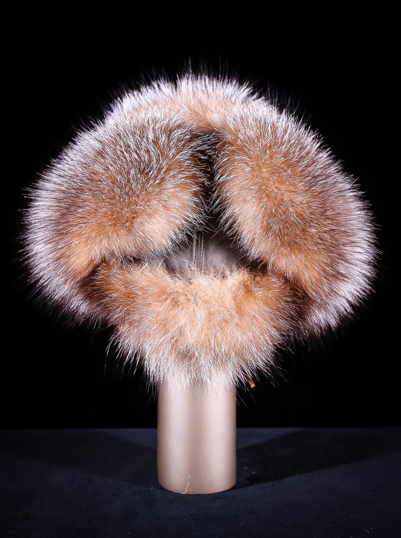 Tan Ushanka Trooper Hat with Crystal Fox