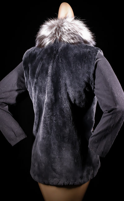 Sheared Beaver Vest with Fox Tuxedo