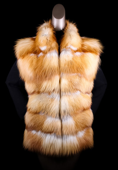 Horizontal-Cut Natural Red Fox Vest